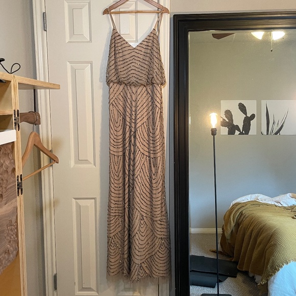 Adrianna Papell Beaded Floor Length Dress - US 4/EU36 - Picture 1 of 12